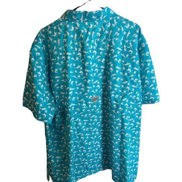 Columbia PFG Men’s Omni-Shade Light Teal  Short Sleeve Fishing 2XL Shirt Awesome - Picture 4 of 5